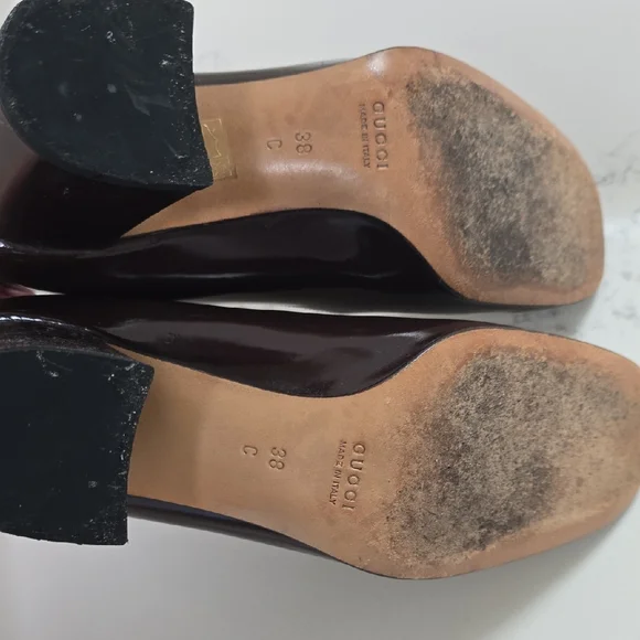 Vintage Gucci Dark Brown Leather Block Heel Pumps with Silver Bit Detail - Picture 4 of 4